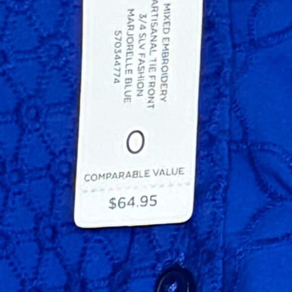 Chico’s Embroidered Tie Front Blouse NWT Size 0 / S - Picture 7 of 10